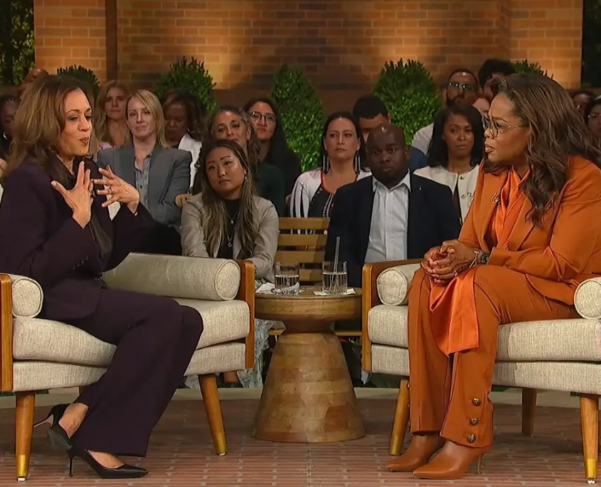 Kamala Harris talks with Oprah Winfrey about the future at Unite for America event