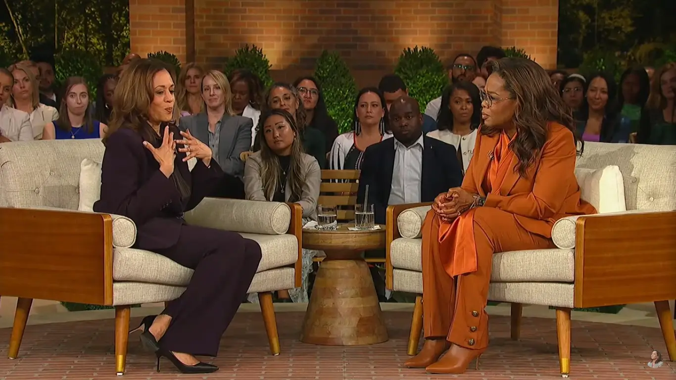 Kamala Harris talks with Oprah Winfrey about the future at Unite for America event