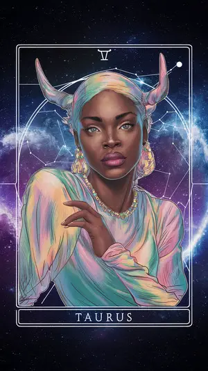 Black Taurus woman tarot style zodiac card and horoscope | Bon Vie magazine